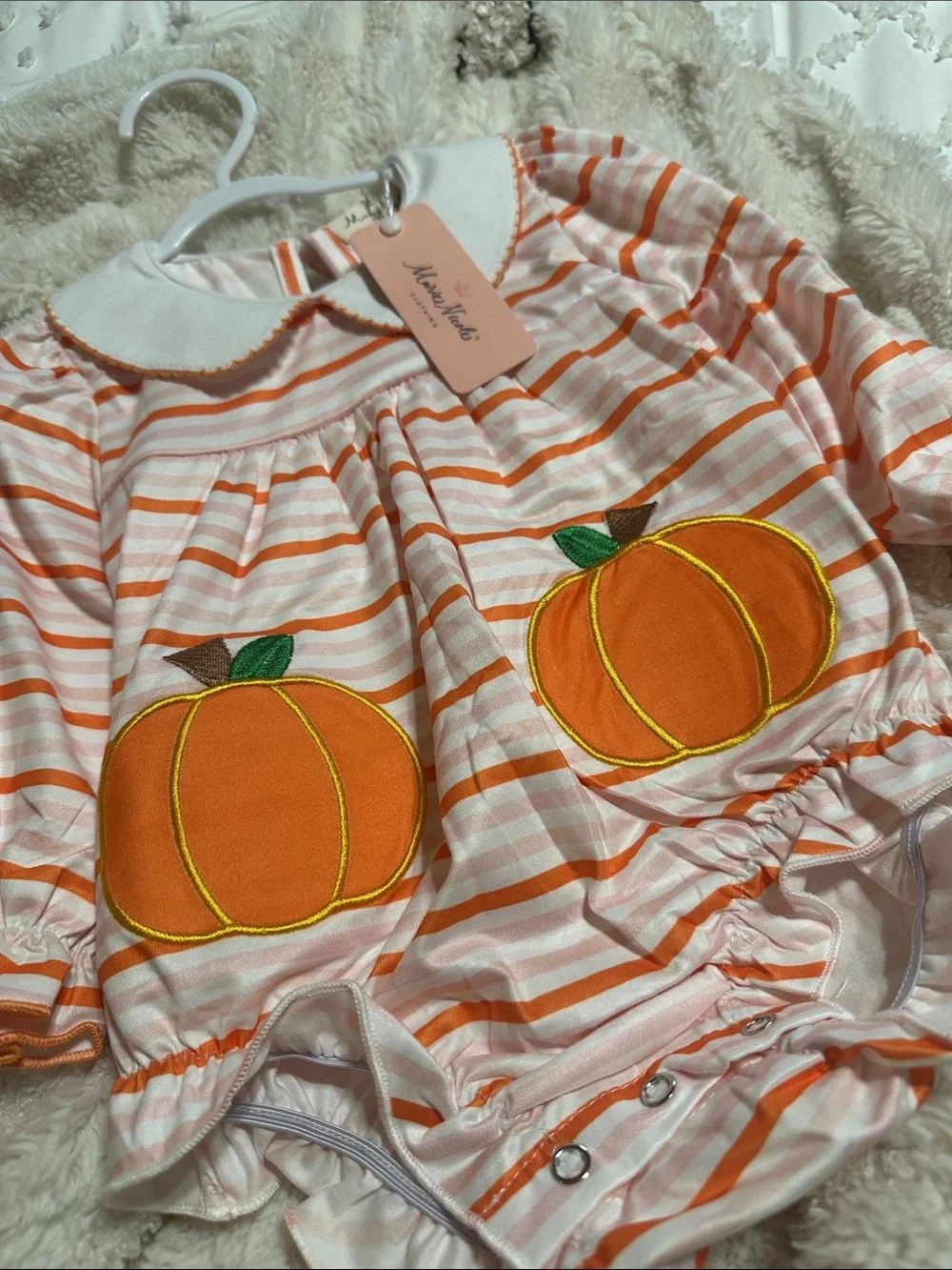 Peach & White Striped Pumpkin Baby bubble